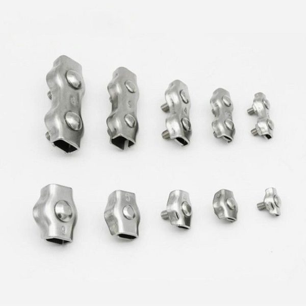 5 PCS 304 Stainless Steel Plate Single Clip Double Clamp Wire Rope Clamp, Specification: M4, Style: Single Clip - Image 7