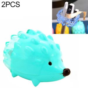 2 PCS Children Cartoon Cute Hedgehog Design Double Orifice Mini Pencil Sharpener (Lake Blue)