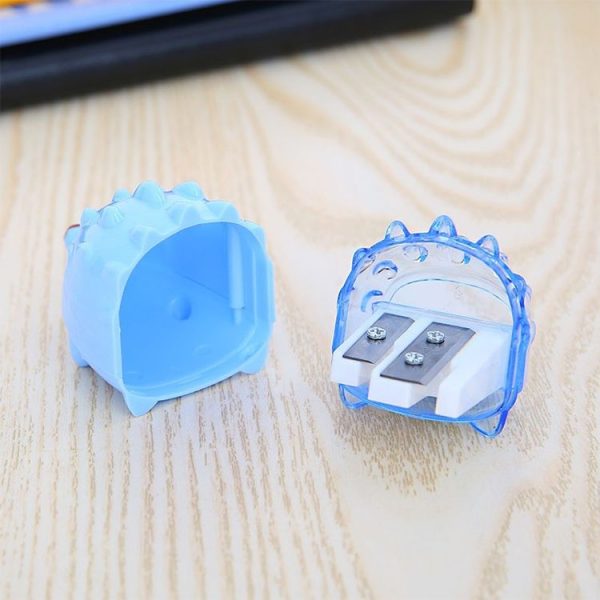 2 PCS Children Cartoon Cute Hedgehog Design Double Orifice Mini Pencil Sharpener (Lake Blue) - Image 4