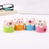 Cat Shape Double Holes Pencil Sharpener Cartoon Animal Plastic Sharpener, Random Color Delivery