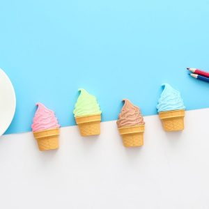 2 PCS Double Hole Plastic Pencil Sharpener Creative Cartoon Ice Cream Pencil Sharpener for Student Stationery, Random Color Delivery