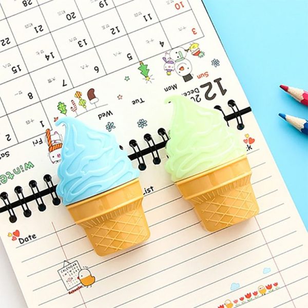 2 PCS Double Hole Plastic Pencil Sharpener Creative Cartoon Ice Cream Pencil Sharpener for Student Stationery, Random Color Delivery - Image 5