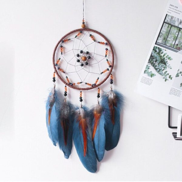 Party Creative Hand-Woven Crafts Dream Catcher Home Car Wall Hanging Decoration (Blue) - Image 4