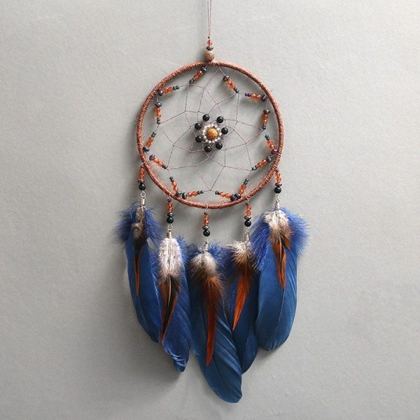Party Creative Hand-Woven Crafts Dream Catcher Home Car Wall Hanging Decoration (Blue) - Image 5
