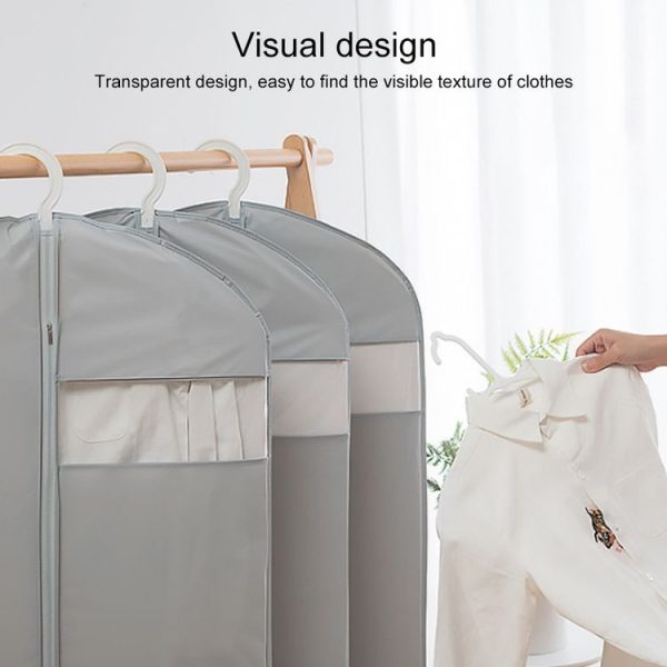 Thicken Solid PEVA Clothing Dust Cover Suit Coat Waterproof Protector Storage Bag with Zipper (Blue) - Image 5