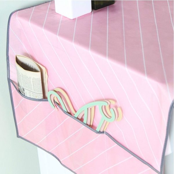 Twill Refrigerator Dust Cover Home Appliance Top Waterproof Cover Storage Hanging Bag (Pink) - Image 6