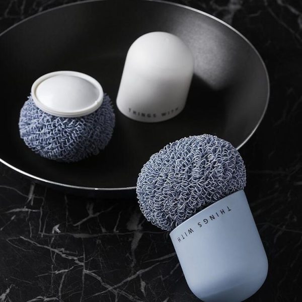 Polyester Cleaning Ball Household Handle Cleaning Brush Kitchen Short Handle Dishwashing Pot Brush, Color: White - Image 7