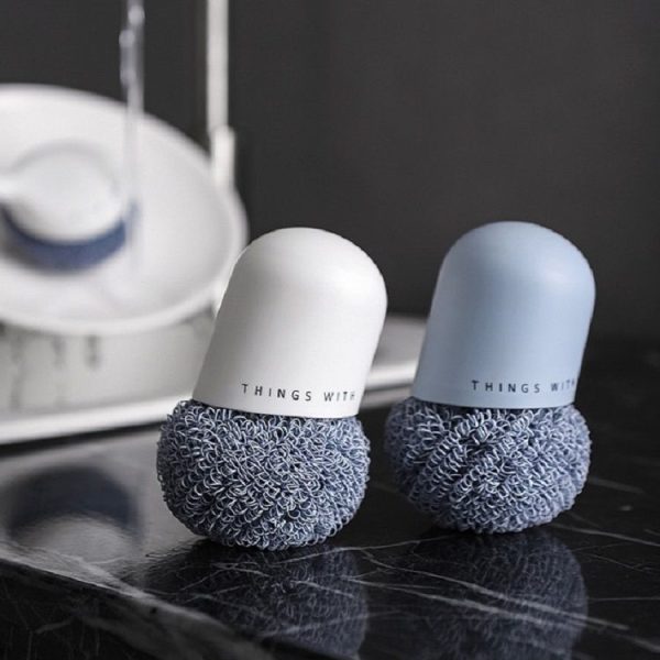 Polyester Cleaning Ball Household Handle Cleaning Brush Kitchen Short Handle Dishwashing Pot Brush, Color: White - Image 9
