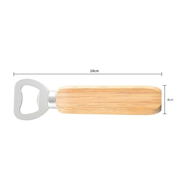 2 PCS Stainless Steel Beer Bottle Opener with Rubber Wood Handle Creative Gift Soda Bottle Driver - Image 2