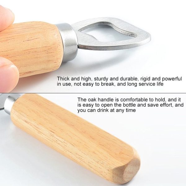 2 PCS Stainless Steel Beer Bottle Opener with Rubber Wood Handle Creative Gift Soda Bottle Driver - Image 3