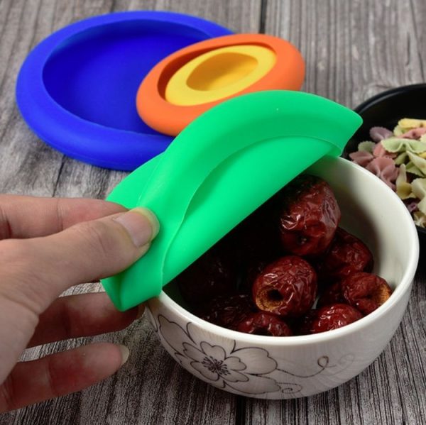 3 Sets 4 in 1 Silicone Fresh-Keeping Cover Set Multifunctional Fruit And Vegetable Sealable Stretchable Silicone Bowl Cover Random Color Delivery - Image 3