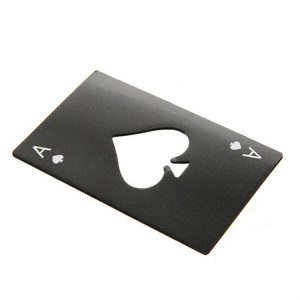 2 PCS Stainless Steel Bottle Beer Opener Poker Playing Card Spades Soda Bottle Cap Opener (Black)