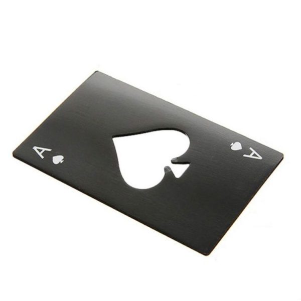 2 PCS Stainless Steel Bottle Beer Opener Poker Playing Card Spades Soda Bottle Cap Opener (Black) - Image 2
