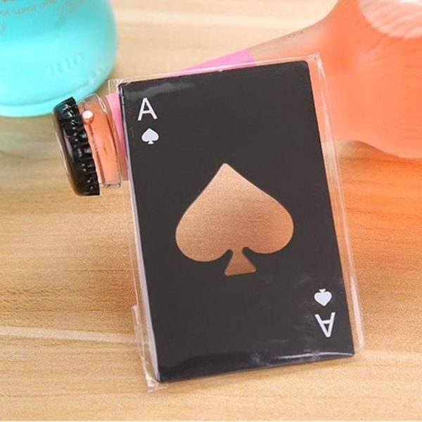 2 PCS Stainless Steel Bottle Beer Opener Poker Playing Card Spades Soda Bottle Cap Opener (Black) - Image 3