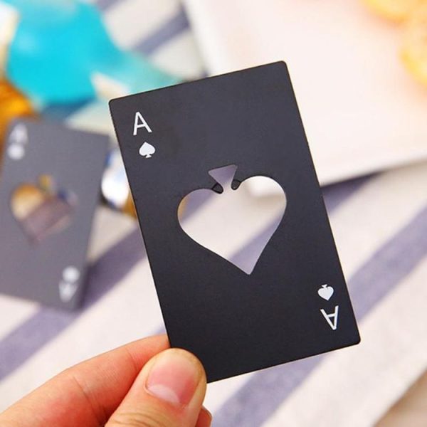 2 PCS Stainless Steel Bottle Beer Opener Poker Playing Card Spades Soda Bottle Cap Opener (Black) - Image 7