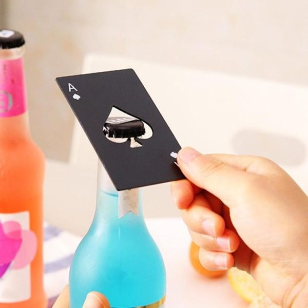 2 PCS Stainless Steel Bottle Beer Opener Poker Playing Card Spades Soda Bottle Cap Opener (Black) - Image 9