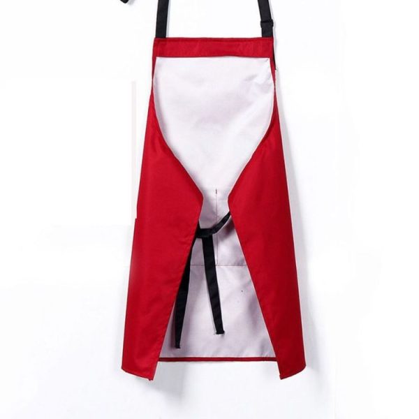 Women Brief Water Oil Proof Adjustable Kitchen Cooking Apron (Pink) - Image 4