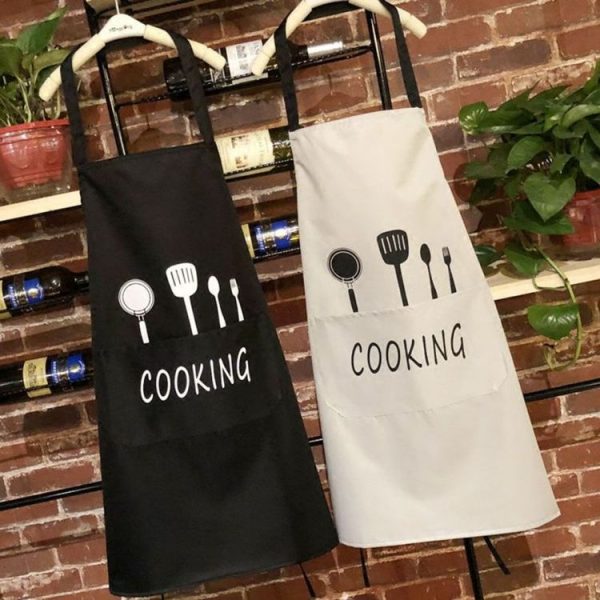 Women Brief Water Oil Proof Adjustable Kitchen Cooking Apron (Pink) - Image 7