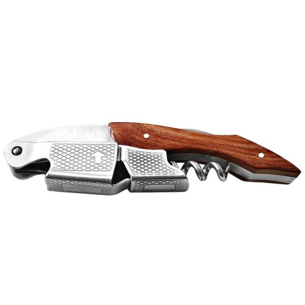 2 PCS Wood Handle Professional Multifunction Double Steel Head Portable Screw Corkscrew Wine Bottle Opener - Image 3