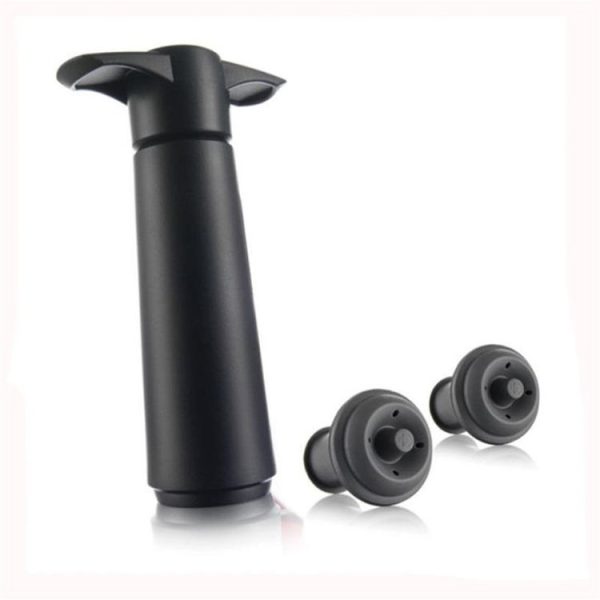 Red Wine Vacuum Pump Freshener Silicone Wine Stopper Set, Specification: Black Pump 2 Stoppers (OPP Bag) - Image 3