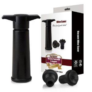 Red Wine Vacuum Pump Freshener Silicone Wine Stopper Set, Specification: Black Pump Three-piece Box