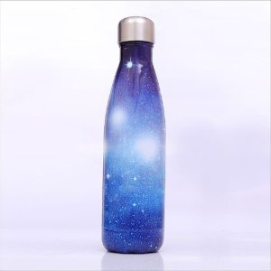 Starry Sky Pattern Thermal Cup Vacuum Flask Heat Water Bottle Portable Stainless Steel Sports Kettle, Capacity: 500ml (Blue)