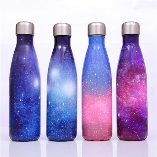 Starry Sky Pattern Thermal Cup Vacuum Flask Heat Water Bottle Portable Stainless Steel Sports Kettle, Capacity: 500ml (Blue) - Image 3