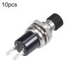 10 PCS 7mm Thread Multicolor 2 Pins Momentary Push Button Switch (Black)