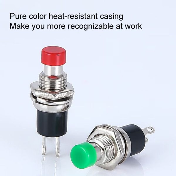 10 PCS 7mm Thread Multicolor 2 Pins Momentary Push Button Switch (Black) - Image 5
