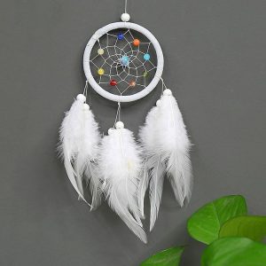 2 PCS Creative Hand-Woven Crafts Dream Catcher Home Car Wall Hanging Decoration (White)