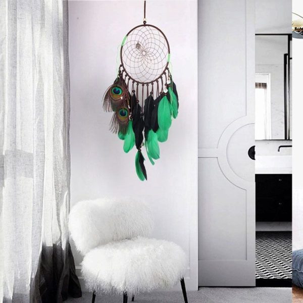 Creative Hand-Woven Crafts Green Dream Catcher Home Car Wall Hanging Decoration - Image 2