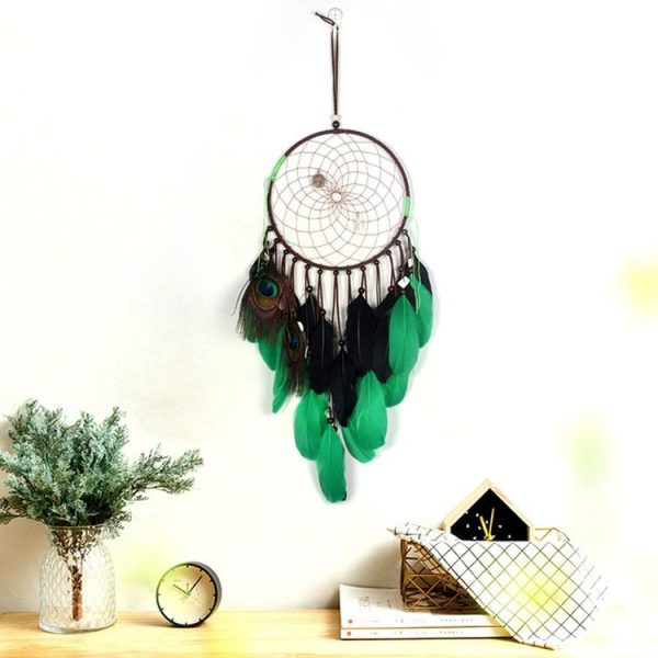 Creative Hand-Woven Crafts Green Dream Catcher Home Car Wall Hanging Decoration - Image 3