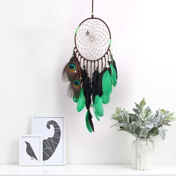 Creative Hand-Woven Crafts Green Dream Catcher Home Car Wall Hanging Decoration - Image 4