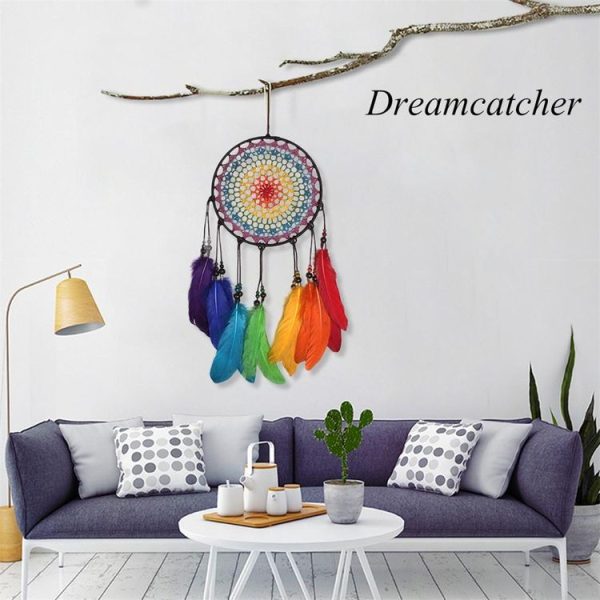 Creative Hand-Woven Crafts Colorful Dream Catcher Home Car Wall Hanging Decoration - Image 4