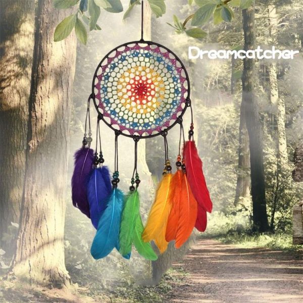 Creative Hand-Woven Crafts Colorful Dream Catcher Home Car Wall Hanging Decoration - Image 5