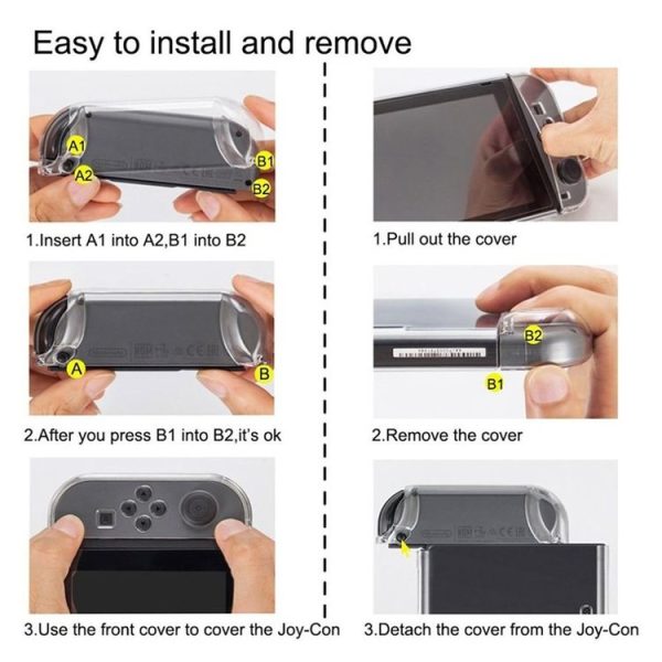 Hard PC Protection Cover for Nintendo Switch NS Case Detachable Crystal Plastic Shell Console Controller Accessories (Black) - Image 7