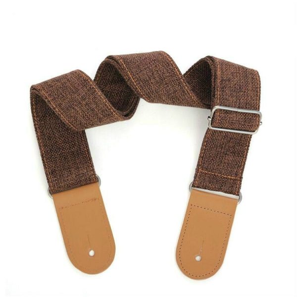 Cotton Linen Guitar Studs Strap Diagonal Shoulder Strap Musical Instrument Accessories (Brown) - Image 3
