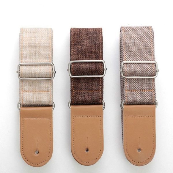Cotton Linen Guitar Studs Strap Diagonal Shoulder Strap Musical Instrument Accessories (Brown) - Image 7