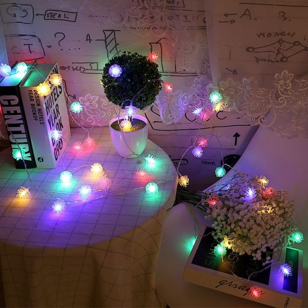 20 LEDs Solar Powered Pine Cone Outdoor Energy Saving Holiday Wedding Decoration String Light Garden Landscape Lamp (White Light) - Image 7