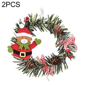 2 PCS Happy New Year Christmas Decoration Decoration Small Wreath Ornament (Little Bear)