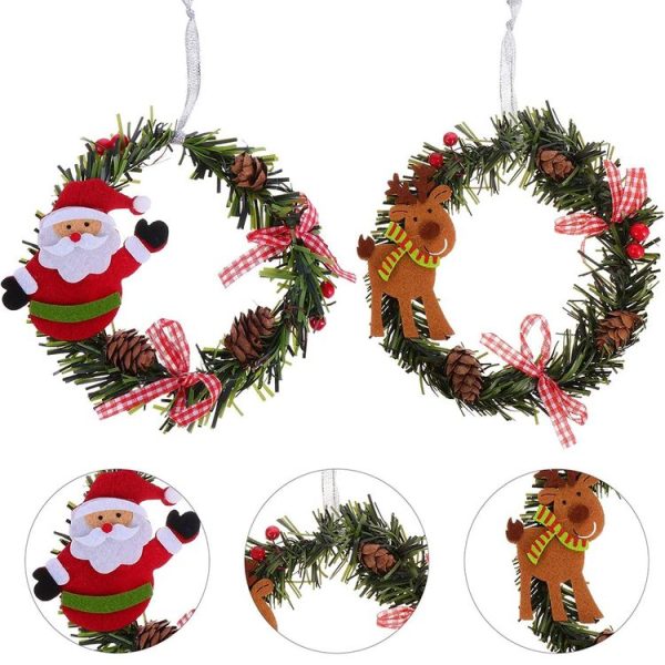 2 PCS Happy New Year Christmas Decoration Decoration Small Wreath Ornament (Little Bear) - Image 2