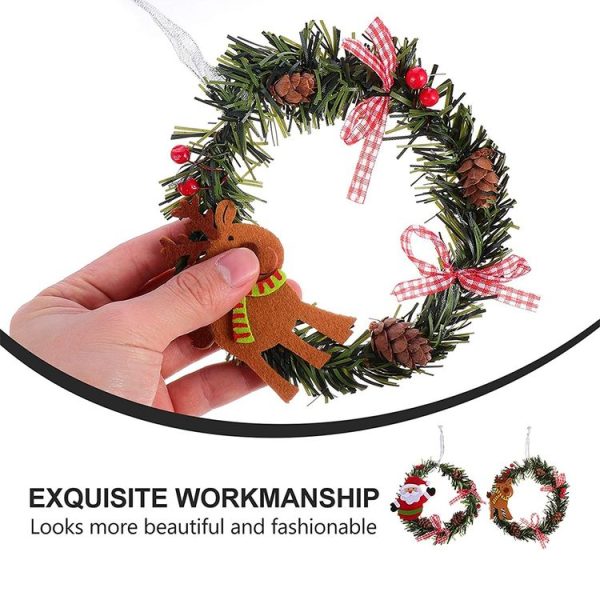 2 PCS Happy New Year Christmas Decoration Decoration Small Wreath Ornament (Little Bear) - Image 3