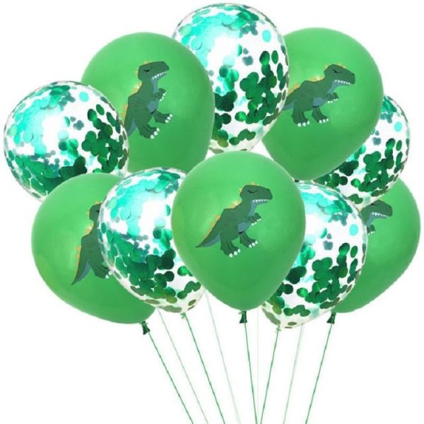 Dinosaur Theme Party Set Birthday Letter Pull Flag Aluminum Film Sequin Dinosaur Balloon Children Birthday Arrangement Decoration (Green) - Image 6