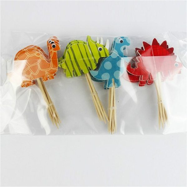 24pcs / Packs Selling Cartoon Creative Dinosaur Cake Decoration Card Insertion Card Birthday Holiday Party Supplies, Style: As Show - Image 5