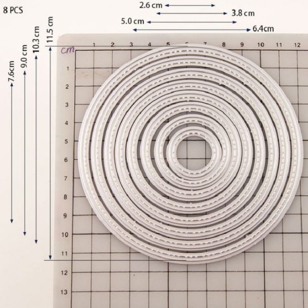 8 In 1 DIY Metal Embossed Cutting Die Carbon Steel Paper-cutting Card Round Template - Image 4