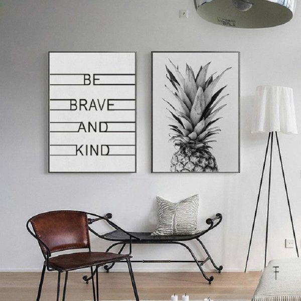 Modern Minimalist Pineapple Letter Frameless Decorative Painting Living Room Core, Size: 15x20cm (Pineapple + English Letter)