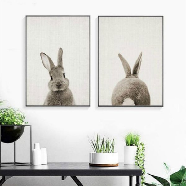 Rabbit Before and After the Computer Printing Decorative Painting Frameless Core, Size: 13x18cm (Grey Rabbit Front) - Image 3