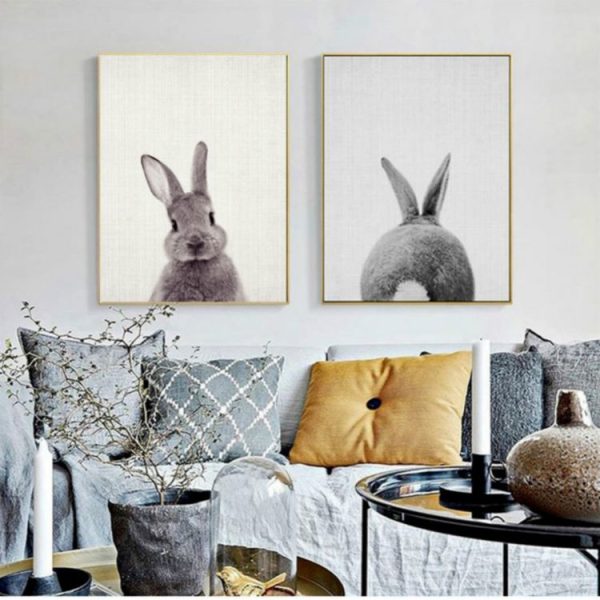 Rabbit Before and After the Computer Printing Decorative Painting Frameless Core, Size: 13x18cm (Grey Rabbit Front) - Image 4