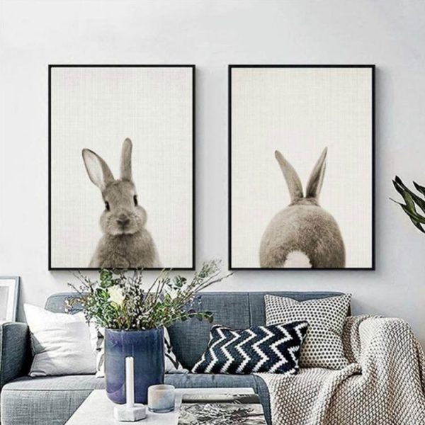 Rabbit Before and After the Computer Printing Decorative Painting Frameless Core, Size: 13x18cm (Grey Rabbit Front) - Image 5