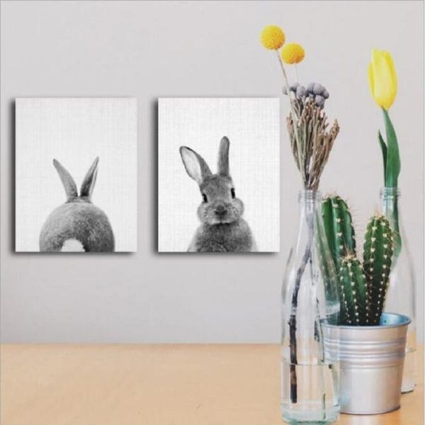 Rabbit Before and After the Computer Printing Decorative Painting Frameless Core, Size: 13x18cm (Grey Rabbit Front) - Image 6